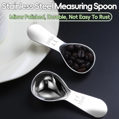 Coffee Scoop 2 Tablespoon Measuring Spoons for Ground Coffee30ML18/8(2Pcs).