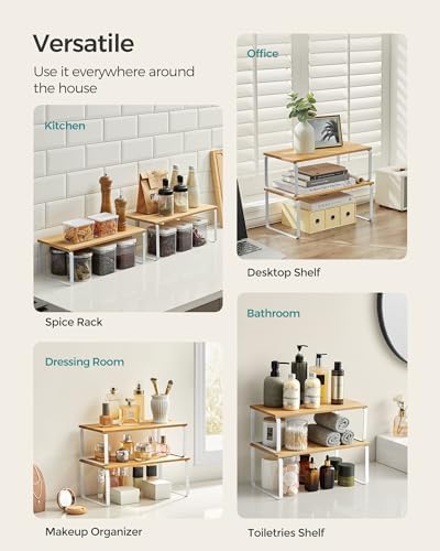 SONGMICS Cabinet Organizer Shelf, Set of 4 Spice Rack, Kitchen Storage