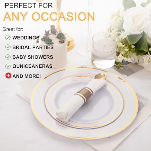 400PCS Pre Rolled Gold Plastic Silverware Sets