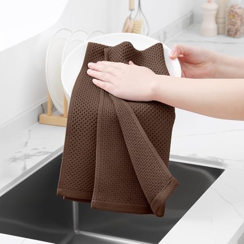 Homaxy 100% Cotton Waffle Weave Kitchen Dish Towels 24-Pack, Coffee