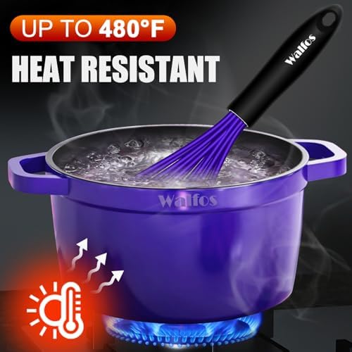 Walfos Whisk,Whisks for Cooking Non Scratch.Silicone Whisk Set of 4 Kitchen Whisks-11in Flat and 7+9+11in Balloon .Nice for Mixing,Whisking and Stirring.Dishwasher Safe.(4pcs-Colorful)