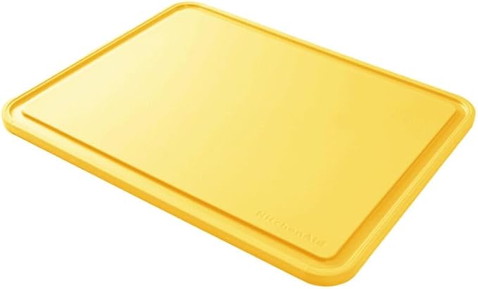 KitchenAid Classic Plastic Cutting Board with Perimeter Trench and Non Slip Edges, Dishwasher Safe, 11 inch x 14 inch, Butter