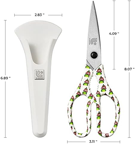 Linoroso Kitchen Scissors Heavy Duty Kitchen Shears with Magnetic Holder Made with Japanese Steel 4034, Multipurpose Ultra Sharp Cooking Scissors for Meat/Vegetables/BBQ/Herbs/Pizza (Graphic,Chili)