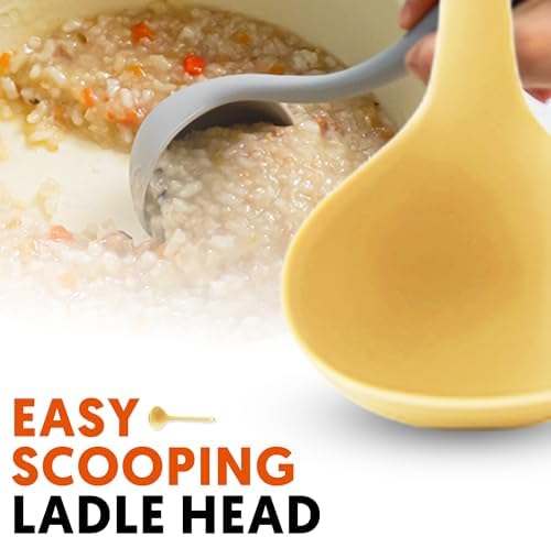 Platinum Silicone Cooking Ladle for Baking, Scraping & Mixing, 100% Food Grade Colorful Silicone Kitchen & Serving Utensils, Heat Resistant, Non-Stick Cookware - 8.6 inch Butter Yellow