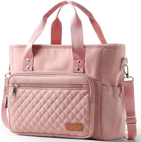 HOTOR Lunch Box Women Insulated Tote Bag Multiple Pockets Pink