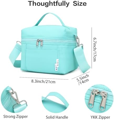 NOL Insulated Lunch Bags for Women Cooler Bag Lightweight Nylon Waterproof Lunch Box for Work Cyan Small 4L