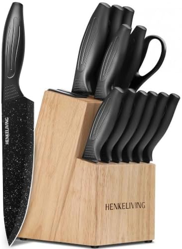 Knife Set with Built-in Sharpener Block, Dishwasher Safe