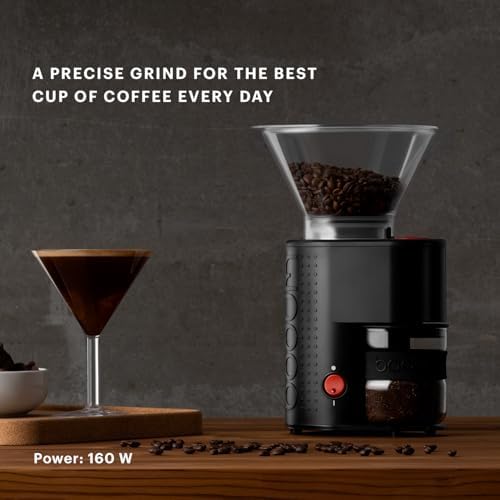 Bodum Bistro Electric Conical Burr Coffee Grinder, Preset Timer, 12 Grind Settings, Black, 7.75 oz (Pack of 2)