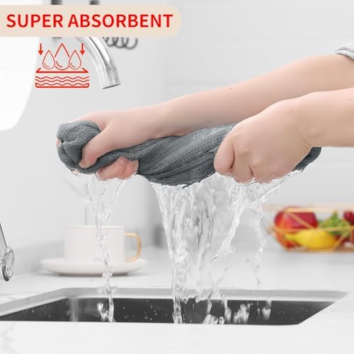 Homaxy 100% Cotton Waffle Weave Kitchen Dish Towels 24-Pack, Grey