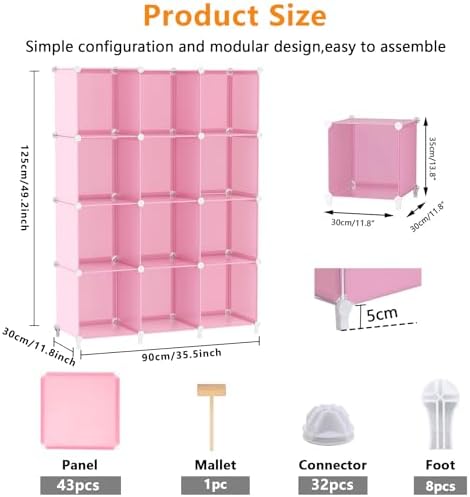 AWTATOS 12 Cube Storage Organizer, Closet Organizers Storage Shelves, Pink