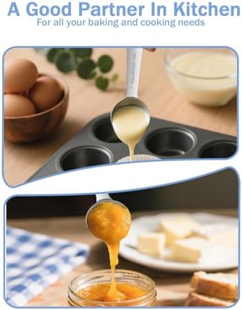 Teaspoon Measuring Spoons, 15mL (15 cc | 1/2 oz) Stainless Steel Teaspoon Scoop, Long Handle Metal Measuring Spoons for Cooking,Baking (0.5 OZ)