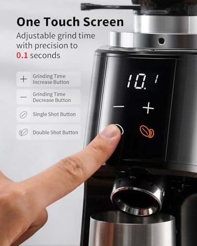 SHARDOR 64mm Flat Burr Coffee Grinder, 100 Settings, Anti-Static, Black