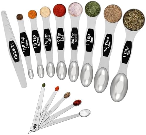 Wildone Stainless Steel Magnetic Measuring Spoons with Strong Magnets, 14pc