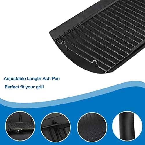 Uniflasy 15.75" - 27.56" Adjustable Ash Pan Replacement for Chargriller 5050 1224 5072 5650 2121 E1224 3001 5252 2123 1324, Fit Oklahoma Joe's, Royal Gourmet, Charbroil Replacement Part Grill Grate