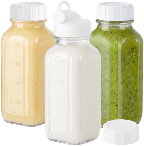CUCUMI 3 Pack 16 Oz Glass Milk Container for Lunch Box