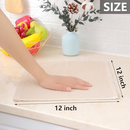 Homaxy 100% Cotton Waffle Weave Kitchen Dish Cloths 24-Pack, Beige