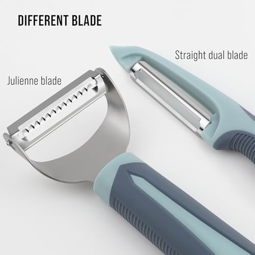Julienne Peeler Vegetable Peeler with 4.8'' Long Silicone Handle