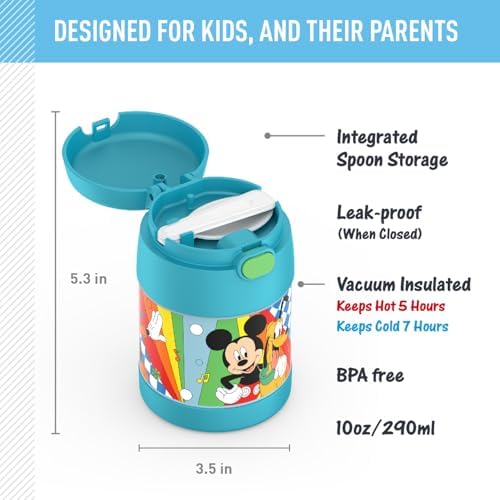 THERMOS FUNTAINER Kids Food Jar with Spoon, 10oz, Preschool Mickey