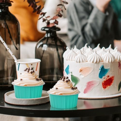 LNYZQUS 5oz Dot Cake Cups with Dome Lids 100 Pack, Foil Cupcake Pans