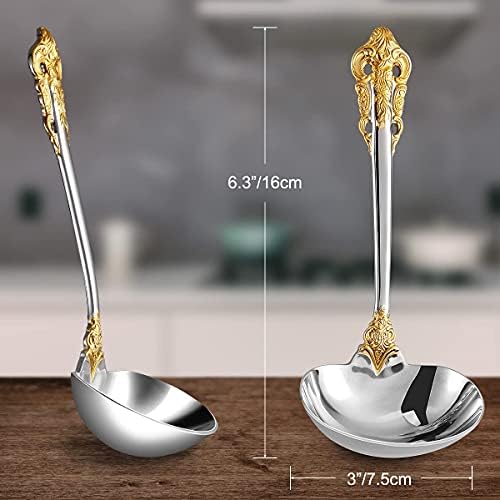 KEAWELL Luxury 1-Piece Gold Accent Gravy Ladle, 18/10 Stainless Steel (1)