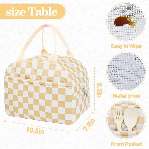 Cotton Quilted Insulated Lunch Bag, Reusable Quilted Floral Lunch Tote Bags
