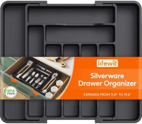 Lifewit Expandable Silverware Drawer Organizer, Kitchen Utensil Tray