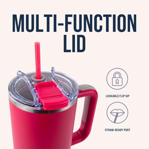 Big Swig 40oz Tumbler with Handle and Straw - Hot Pink, 40 oz Tumbler, Insulated Cup with Handle, 40oz Water Bottle with Straw, Thermal Cups, Leak Proof Lid, Travel Mugs, Stainless Steel