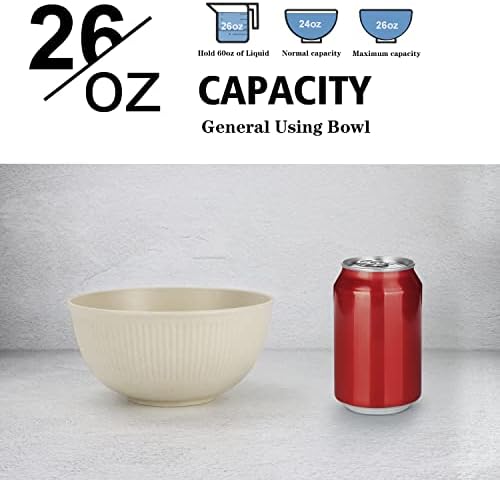 Wrova Wheat Straw Cereal Bowls Set, Soup Bowls Microwave Safe for Kid 26 OZ
