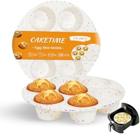 CAKETIME Silicone Muffin Pan for Air Fryer Oven, 7 Cups, 2 Pack