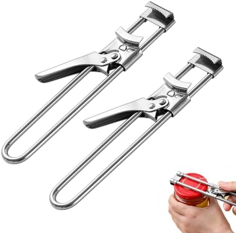 2-Pack Adjustable Multifunctional Stainless Steel Can Opener,Jar Opener for Weak Hands,Jar Lid Opener (2)