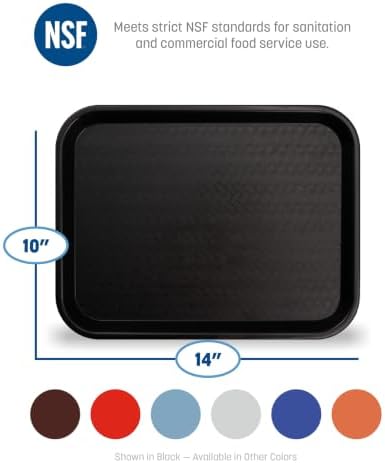 Carlisle FoodService Products CT101424 Cafe Standard Plastic Cafeteria/Fast Food Tray, NSF Certified, BPA Free, 14" Length x 10" Width, Orange (Pack of 24)
