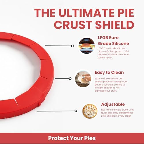 Pie Crust Shield, 2 Pack Pie Protector, European Grade Silicone