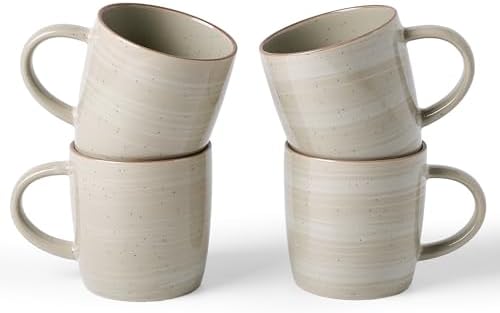 famiware Coffee Mugs Set of 4, Meteor 13 oz Ceramic Mug Cup Set with Handle