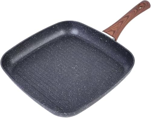 Nonstick 11 inch Square Grill Pan for Steak, Granite Coating for Gas Induction All Stovetops Compatible (9.5 X 9.5 X 1.7 inch)