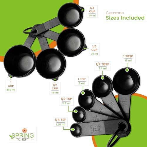 Spring Chef Black Magnetic Measuring Cups & Spoons - 9 pcs - Nesting Design
