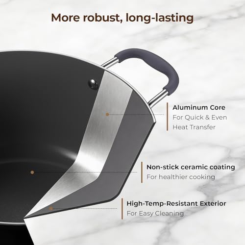 10 Quart Nonstick Stock Pot with Lid, Ceramic Soup Pot with Lid, Induction Cooking Pot with Silicone Handle for All Stoves, Healthy Non-toxic Cooking Pot for Stew/Pasta, PFAS & PFOA Free