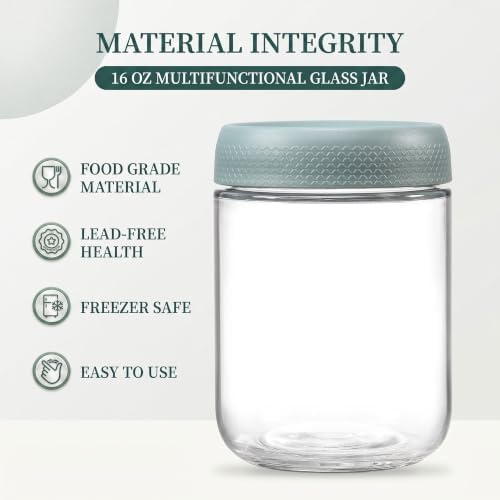 Airtight Glass Food Storage Containers with Screw Lids, Wide Mouth Overnight Oats Jars, Meal Prep Containers for Salad Dressing, Condiment, Spice, Baby Food Snacks (Mix-9Pack)