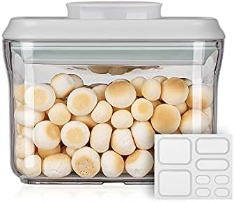 Ankou Airtight Food Storage Container - 0.32 QT （380ml Small Pop Up Food Containers With Lids, Bpa Free Stackable Container for Sugar Tea Candy- 8 Labels - Clear