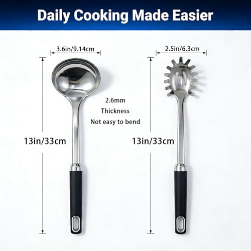 Stainless Steel Soup Ladle and Spaghetti Spoon Set,