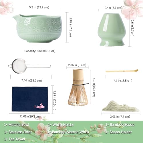 Buucup Matcha Whisk Set, Ceramic Matcha Kit with Bowl & Bamboo Tools
