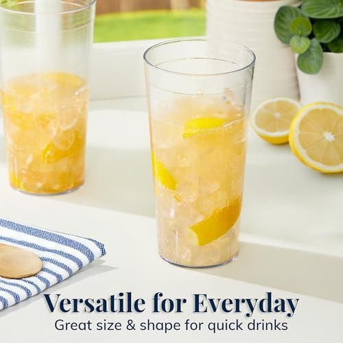 US Acrylic Cafe Plastic Reusable Tumblers, Clear, 32-Ounce, Set of 12