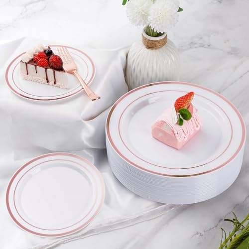 Goodluck 600 Pieces Rose Gold Disposable Plates for 100 Guests