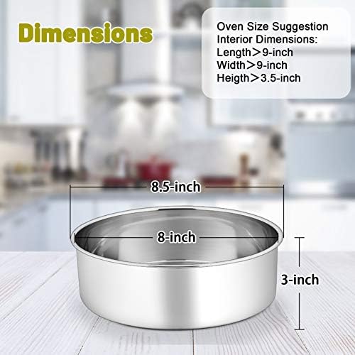 P&P CHEF 8 Inch Cake Pans Set, 2Pcs Stainless Steel Round Baking Pan