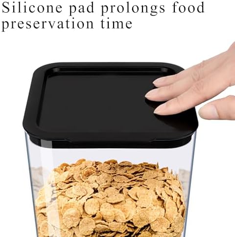 Cereal Dispenser Countertop, 5L Kitchen Organization Cereal Containers Storage, Desktop Candy Dispenser Plastic Cereal Dispenser, Snack Containers Can Hold Granola, Dry Food, Grain (Black, 1Pc)