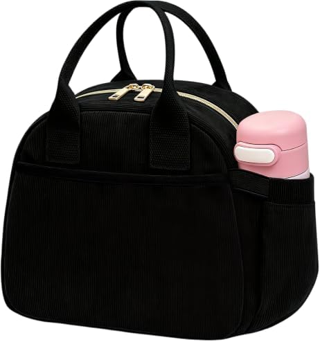 Carry bloom Lunch Box for Women, Insulated Lunch Bag Cute Corduroy Lunchbag