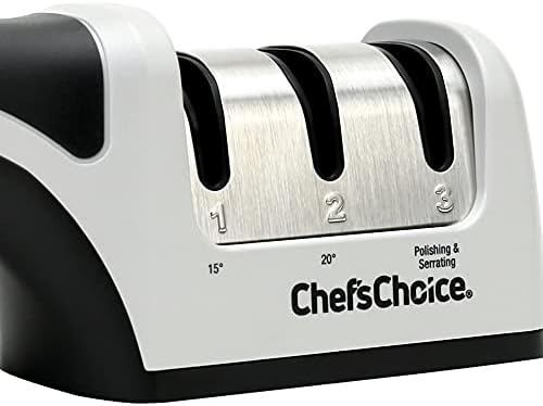 Chef'sChoice Manual Knife Sharpeners for 15- and 20-Degree Straight-Edge and Serrated Knives with Diamond Abrasives Precise Angle Control & Compact Footprint, 2-Stage, Gray