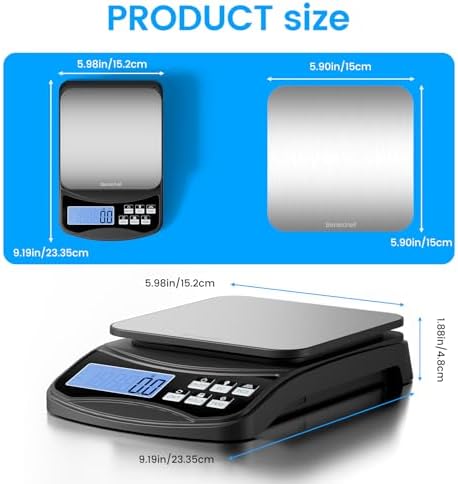 Food Scale, Digital Kitchen Scale with Large Panel, Weight Grams and Ounces for Baking Cooking and Meal Prep, 6 Units with Tare Function, 11lb 5kg/0.1g Batteries and USB Charging