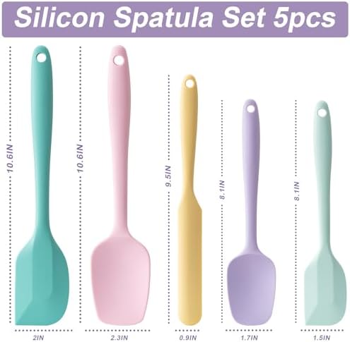 Silicone Spatula Set,5 Piece Food Grade Rubber Spatulas,Multicolor 3