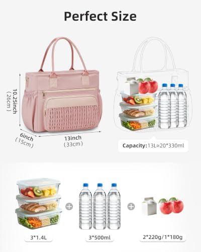HSHRISH Lunch Bag Women Pink Insulated Lunch Box for College Women