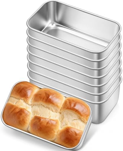 Leonyo 6.3x3.5IN Stainless Steel Mini Loaf Pans for Baking Bread, 8 Pack